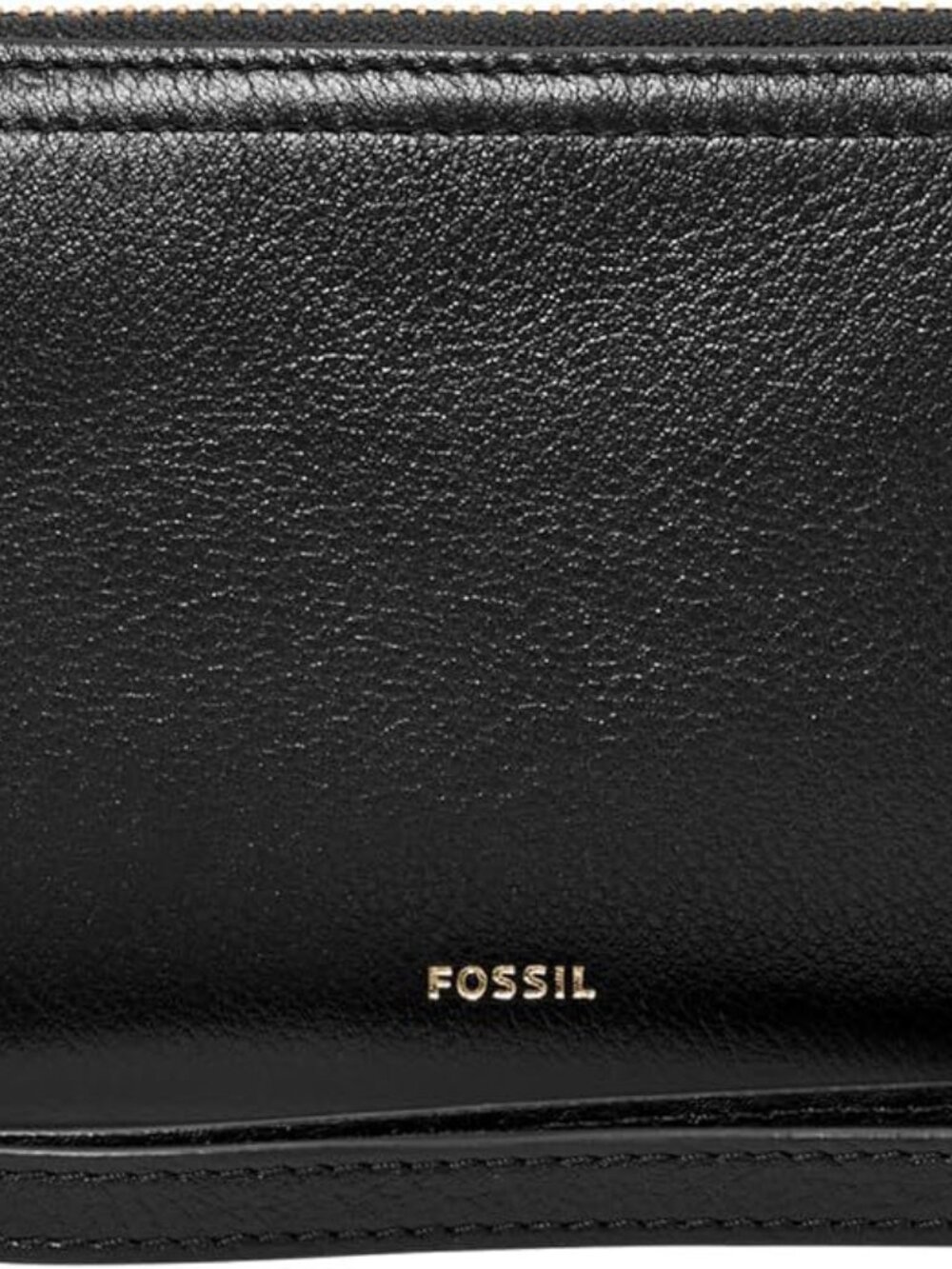 Fossil Womens Logan Leather RFID-Blocking Zip Around Clutch Black SL7831001